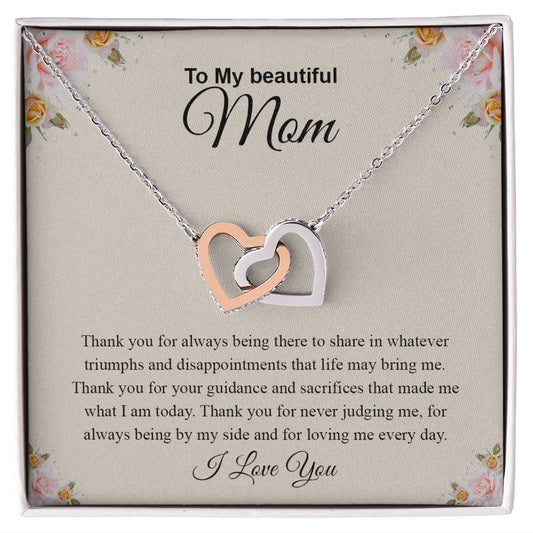 To My Beautiful Mom | Interlocking Hearts necklace